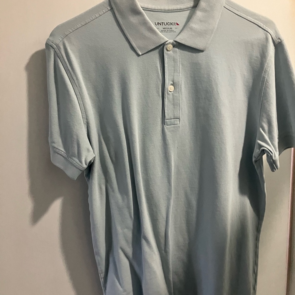 UNTUCKit brand designer light blue pullover golf polo shirt adult size medium - Picture 3 of 10
